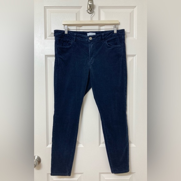 LOFT Denim - LOFT Navy Blue Corduroy High Rise Curvy Skinny Jeans 12